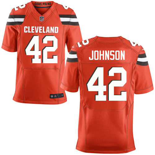 Men's Elite Malcolm Johnson Nike Jersey Orange Alternate - #42 NFL Cleveland Browns